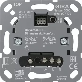 Gira S3000 Uni-LED-Dimmeins Komfort 540100 sienas montāžas dimmera modulis LED apgaismojumam