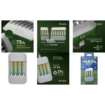 Varta Eco Charger Pro Recycled 4x AA 2100mAh lādētājs (56816)