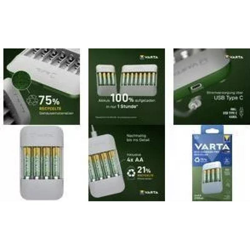 Varta Eco Charger Pro Recycled 4x AA 2100mAh lādētājs (56816)