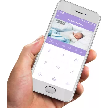 Iekštelpu Wi-Fi panorāmas kamera Olympia BC 2000 — 2 MP, 1080p, 330° horizontāli / 145° vertikāli, 2.4 GHz, Android/iOS (Purple/White)