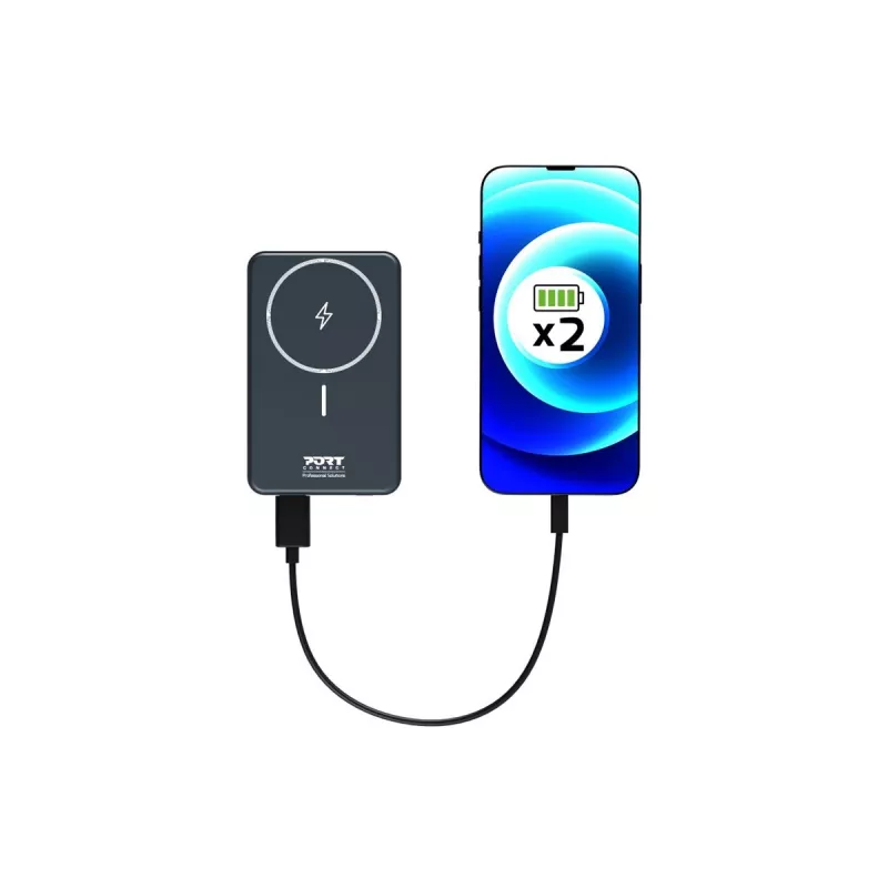 Port Designs 907005 10000 mAh bezvadu lādētājs Melns