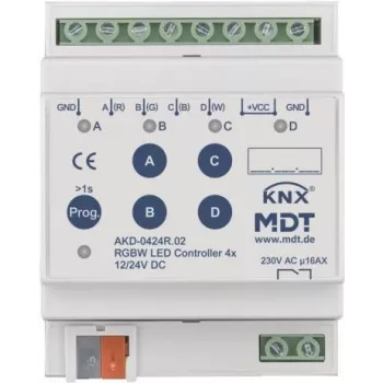 MDT AKD-0424R.02 LED Kontrolieris, RGBW, 4-kanālu, 4TE, REG