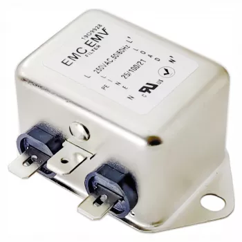 Akyga EN2090-3-F vienfāzes EMI filtrs, 3 A, 120–250 V AC, 50/60 Hz, 6,3 mm savienotāji