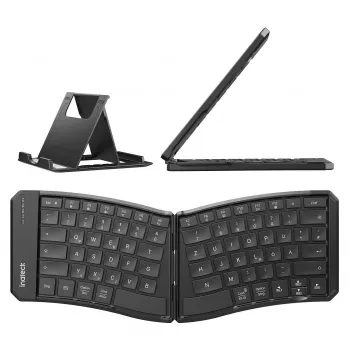 Inateck N0131 pilna izmēra izliekta Bluetooth tastatūra QWERTZ šķērsslēdži melna