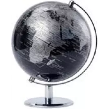 Galda politiskais globuss TROIKA LUNAR, 20 cm diametrs, 270 mm augstums, melns/sudrabs