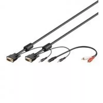 Wentronic SVGA audio kabelis - 3m - VGA (D-Sub) - VGA (D-Sub) - Melns - Audio 3.5 mm (93969)