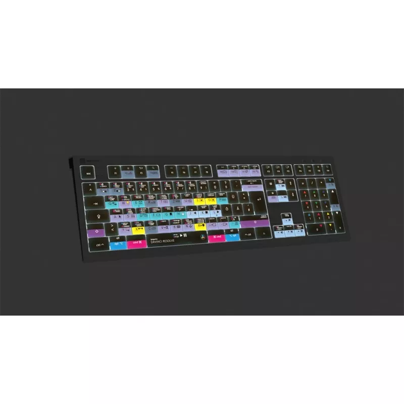 Logickeyboard ASTRA 2 DaVinci Resolve tastatūra „Mac“, pilna izmēra, vadu USB, šķērveida mehānisms, QWERTZ vācu, melna