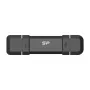 Silicon Power DS72 250 GB portatīvais SSD, USB 3.2 Gen 2, USB-A/USB-C, melns