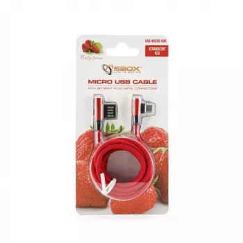 Sbox USB->Micro USB 90° M/M 1,5m USB-MICRO-90R zemeņu sarkans