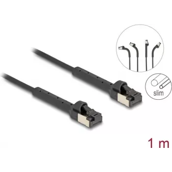 Tīkla kabelis DeLOCK RJ45 Slim Cat.6A U/FTP 1m Melns
