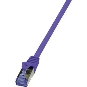 LogiLink CQ303VS RJ45 tīkla kabelis, patch kabelis CAT 6a S/FTP 1,00 m violets, liesmu slāpējošs, halogēns