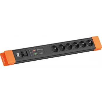 Bachmann CONNECTUS 6xCEE7/3 1xGVS 1x slēdzis 2,0m CEE7/7 Melns/Or (BM005915)