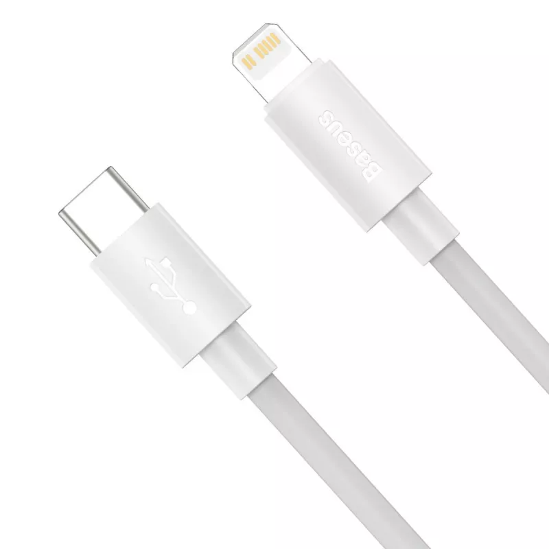 Baseus Simple Wisdom Datu Kabeļu Komplekts USB-C uz Lightning PD 20W (2 gab./Komplekts) 1,5m Balts