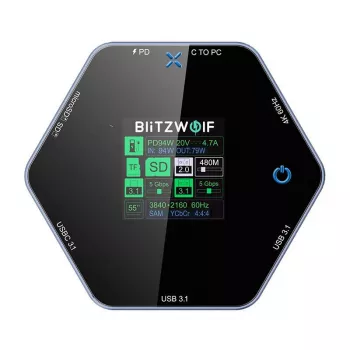 Docking stacija BlitzWolf BW-TH16 8in1 USB 100W ar LCD viedekrānu