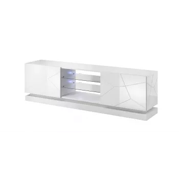 Cama TV skapis QIU 200 MDF balts glancēts/balts glancēts