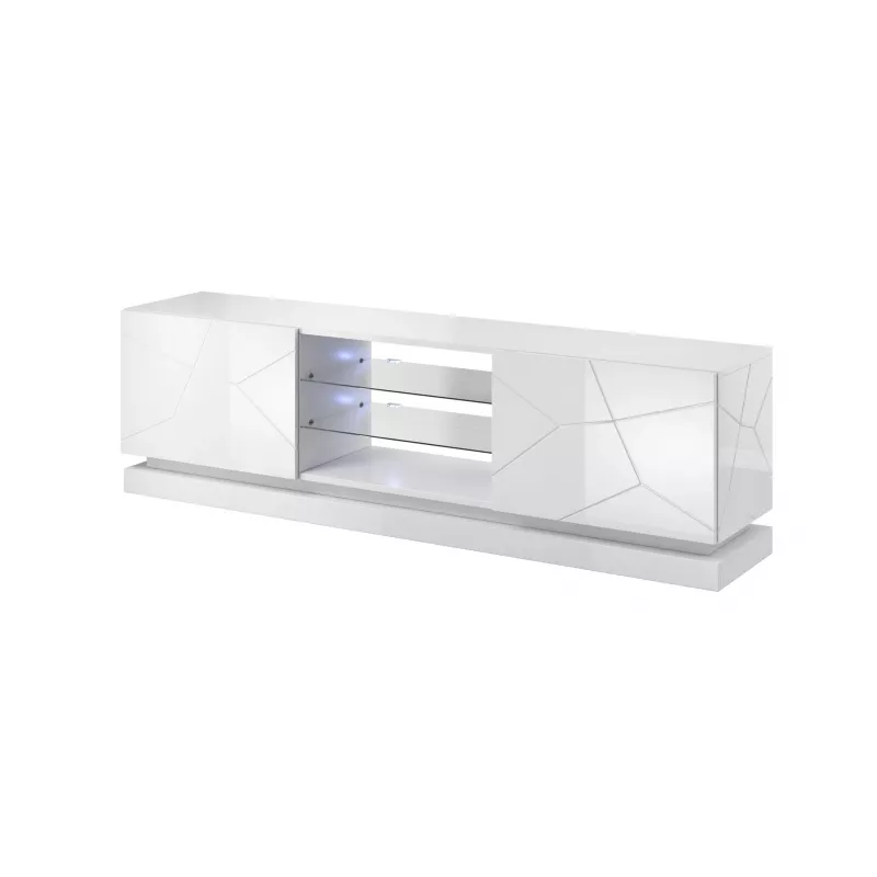 Cama TV skapis QIU 200 MDF balts glancēts/balts glancēts