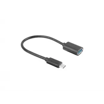 LANBERG AD-UC-UA-04 adapter USB Type-C vīriešu - USB Type-A sieviešu 15cm Melns