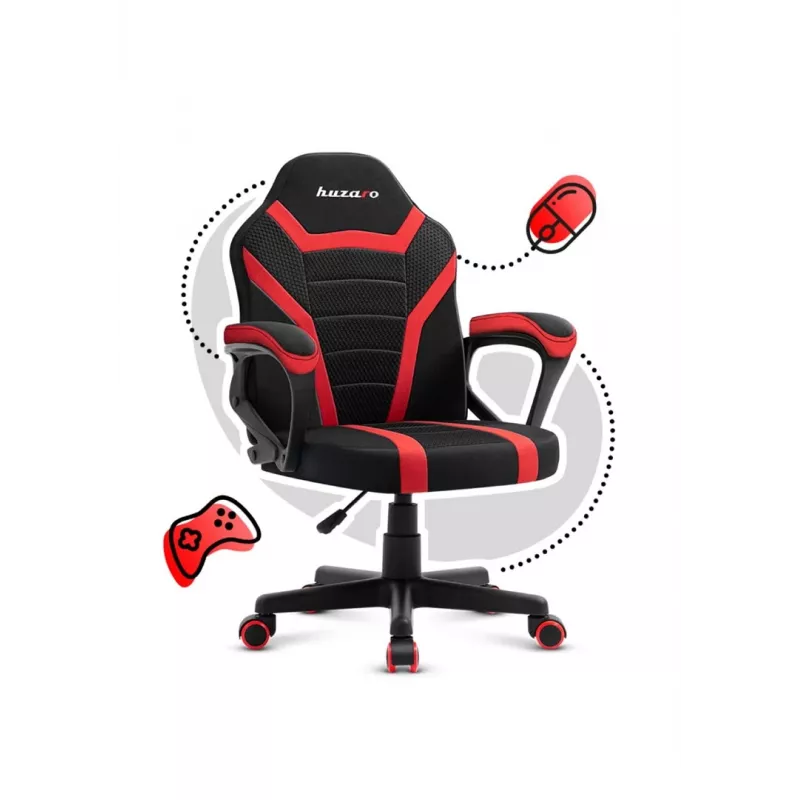 Bērnu spēļu krēsls Huzaro Ranger 1.0 Red Mesh, melns, sarkans