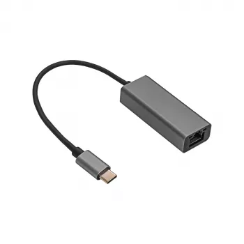 Akyga AK-AD-65 USB-C – Gigabit Ethernet tīkla adapteris, RJ45, 15 cm, sudrabains