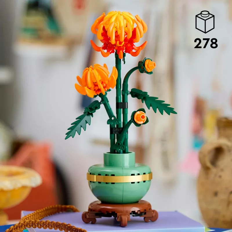 LEGO Icons Krizantēmas ziedu būvēšanas komplekts pieaugušajiem, mākslīgais augs, dāvana