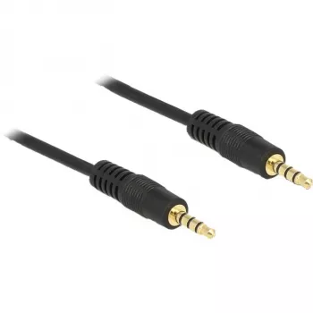 DeLOCK audio kabelis 3,5 mm 4-pin (vīriešu) uz 3,5 mm 4-pin (vīriešu), 5,0 m, ekranēts, melns (83438)