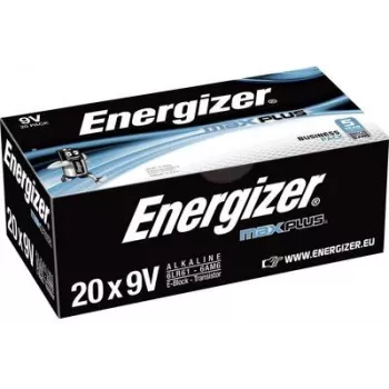 Energizer 9V bloka baterija sārma-mangāna Max Plus Industrial 9V 20 gab. (E301323200)
