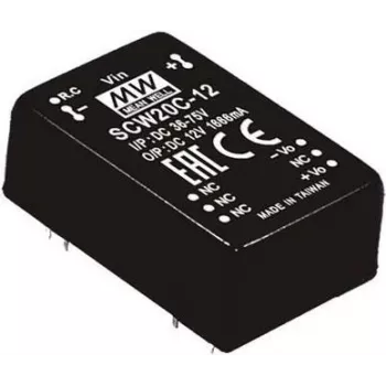 MEAN WELL SCW20C-15 20W līdzsprieguma pārveidotājs, ieeja 36-75V, izeja 15V