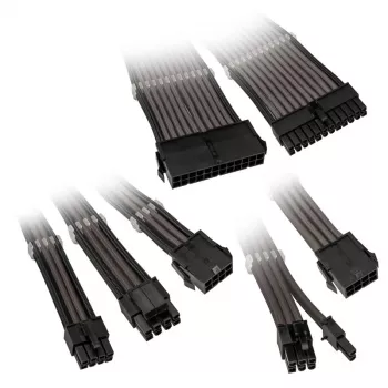 Pagarinātāju komplekts Kolink Core Adept — pīts PET apvalks, 6 gab., 20+4pin, 8pin, 4+4pin, 3×6+2pin (300–350 mm)