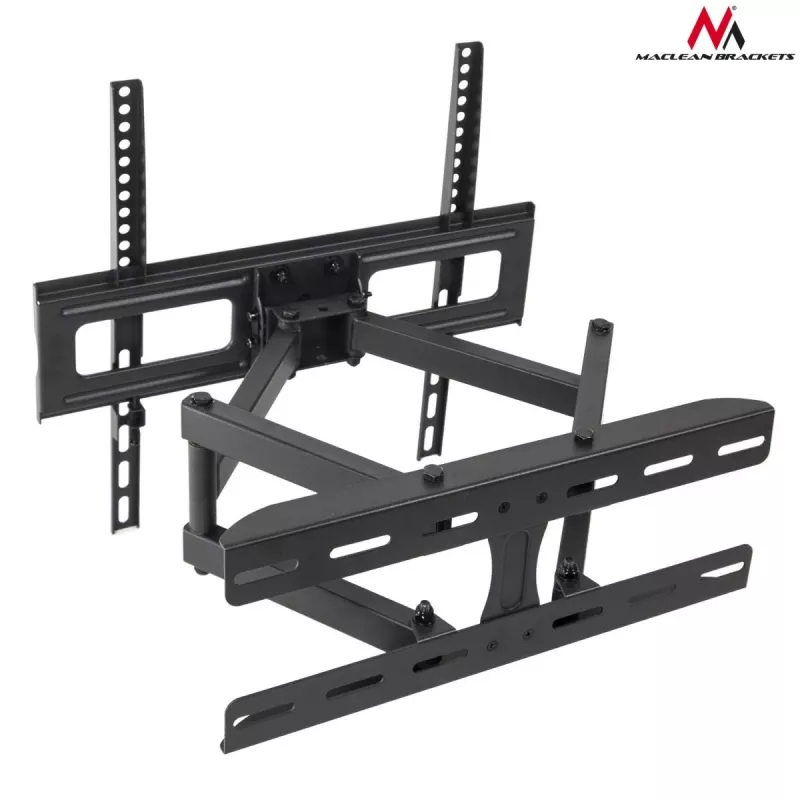 TV sienas stiprinājums MACLEAN MC-760 32–55 collu televizoriem, tērauds, VESA līdz 400x400, 30 kg, melns, 9.6–44.8 cm