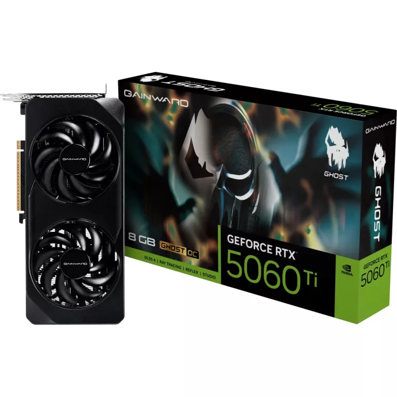 Grafikas karte GAINWARD GeForce RTX 5060 Ti Ghost OC — 8 GB GDDR7, 128-bit, PCIe 5.0, 2407 MHz
