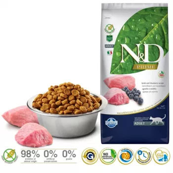 FARMINA N&D Prime Lamb and Blueberry Adult - sausā barība kaķiem - 5 kg