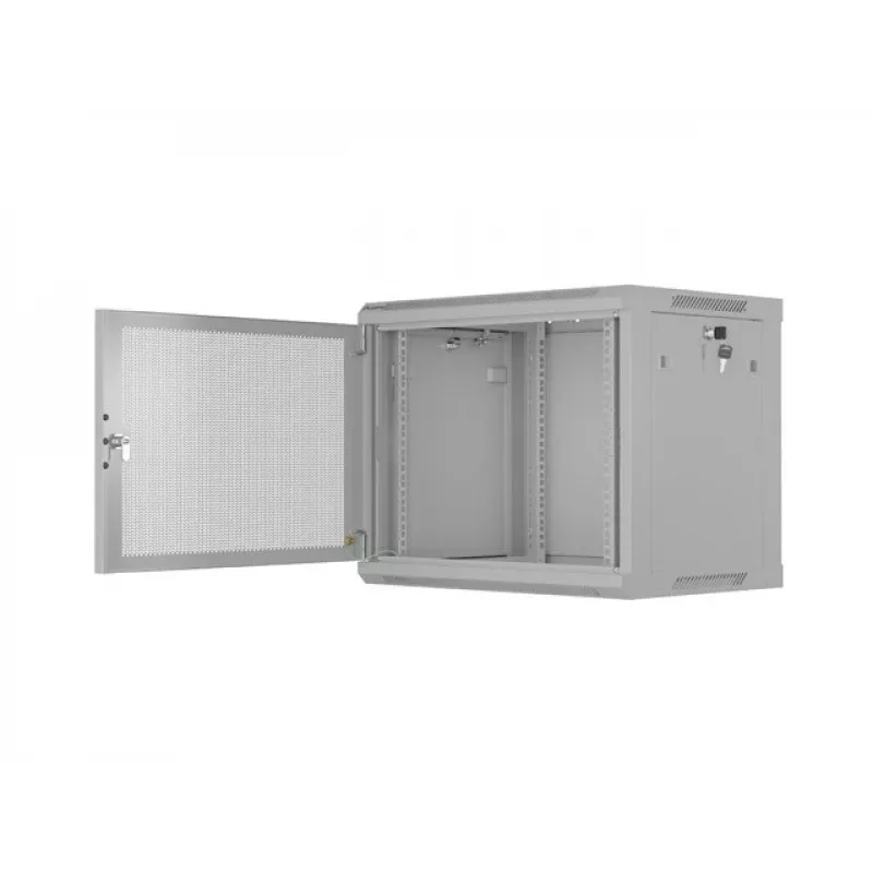 Lanberg WF01 19 inch 9U 600x450 pelēks sienas stiprinājuma skapis ar perforētām durvīm