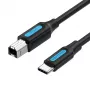 USB 2.0 printera kabelis, vīrišķais Type-C uz vīrišķo B, 1 m