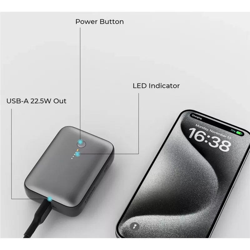 AUKEY 157000 10000 mAh pelēks power bank