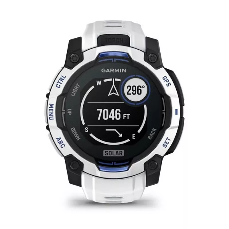 Garmin Instinct 3 Solar viedpulkstenis, 45 mm, Black/Stone White, silikona siksniņa (010-02934-03)