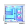 PC korpuss MODECOM Volcano Panorama Midi Tower balts — micro ATX, rūdīts stikls, ARGB, USB-C, atbalsta GPU līdz 400 mm