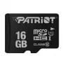 PATRIOT PSF16GMDC10 microSDHC atmiņas karte — 16 GB, Class 10, UHS-I (U1), 80 MB/s, melna