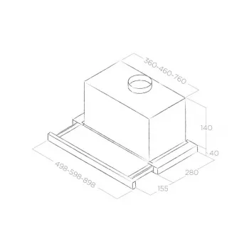 Iebūvējamā tvaika nosūcējs Elica Elite 14 LUX 60 BL — 598 mm, 368 m³/h, melns