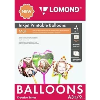 Lomond Inkjet Printable Baloons A3+, 9 loksnes (Bumba/Sirds/Zvaigzne) abpusējs