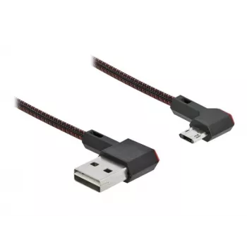 USB kabelis DeLOCK EASY-USB 2.0 Type-A vīriešu uz Micro-B vīriešu leņķveida 0,2 m melns