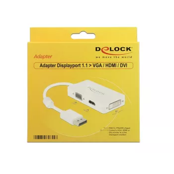 DeLOCK 0,16 m DisplayPort — VGA, HDMI, DVI-D adaptera kabelis