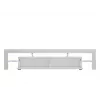 TV statīvs Cama Meble TORO 200 — 2000×350×410 mm, pelēka skaidu plātnes virsma, pelēks/balts spīdums