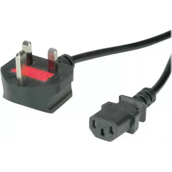 VALUE - Strāvas kabelis - BS 1363 (M) leņķveida uz IEC 60320 C13 taisns - 250 V - 10 A - 1,8 m - Melns