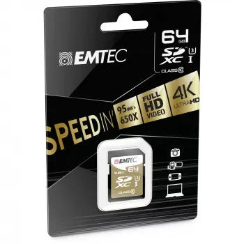 EMTEC Speedin - Zibatmiņas karte - 64GB - UHS Class 3 / Class10 - SDXC UHS-I (ECMSD64GXC10SP)