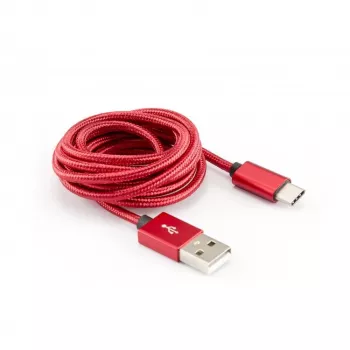 Sbox USB->Type-C vīriešu/vīriešu kabelis 1.5m CTYPE-1.5R Zemeņu sarkans