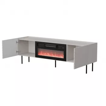 TV skapis cama meble LUCCA 180x40x59 cm, topa krāsa cashmere, melns kamīns