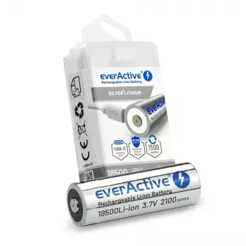 Akumulatora baterija 18500 3,7V Li-ion 2100mAh ar USB-C pieslēgumu