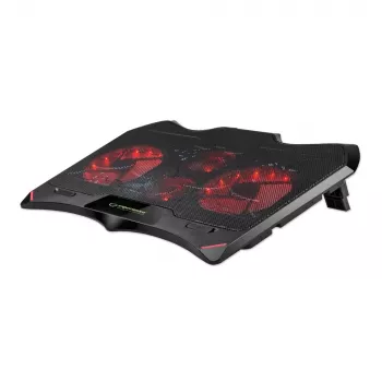 Dzesēšanas paliktnis klēpjdatoram ESPERANZA EGC102 — 4 ventilatori, USB barošana, 2 augstuma pozīcijas, melns, 415×305×27 mm
