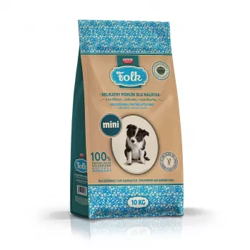 FOLK Junior Small breeds Gentle meal kucēniem ar trusi, teļa gaļu un burkānu - sausā suņu barība - 10kg
