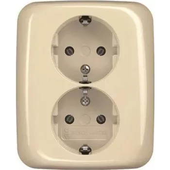BUSCH JAEGER BJ 202 EUJ-212 SCHUKO Divkāršā kontaktligzda ar pilno pārsegu